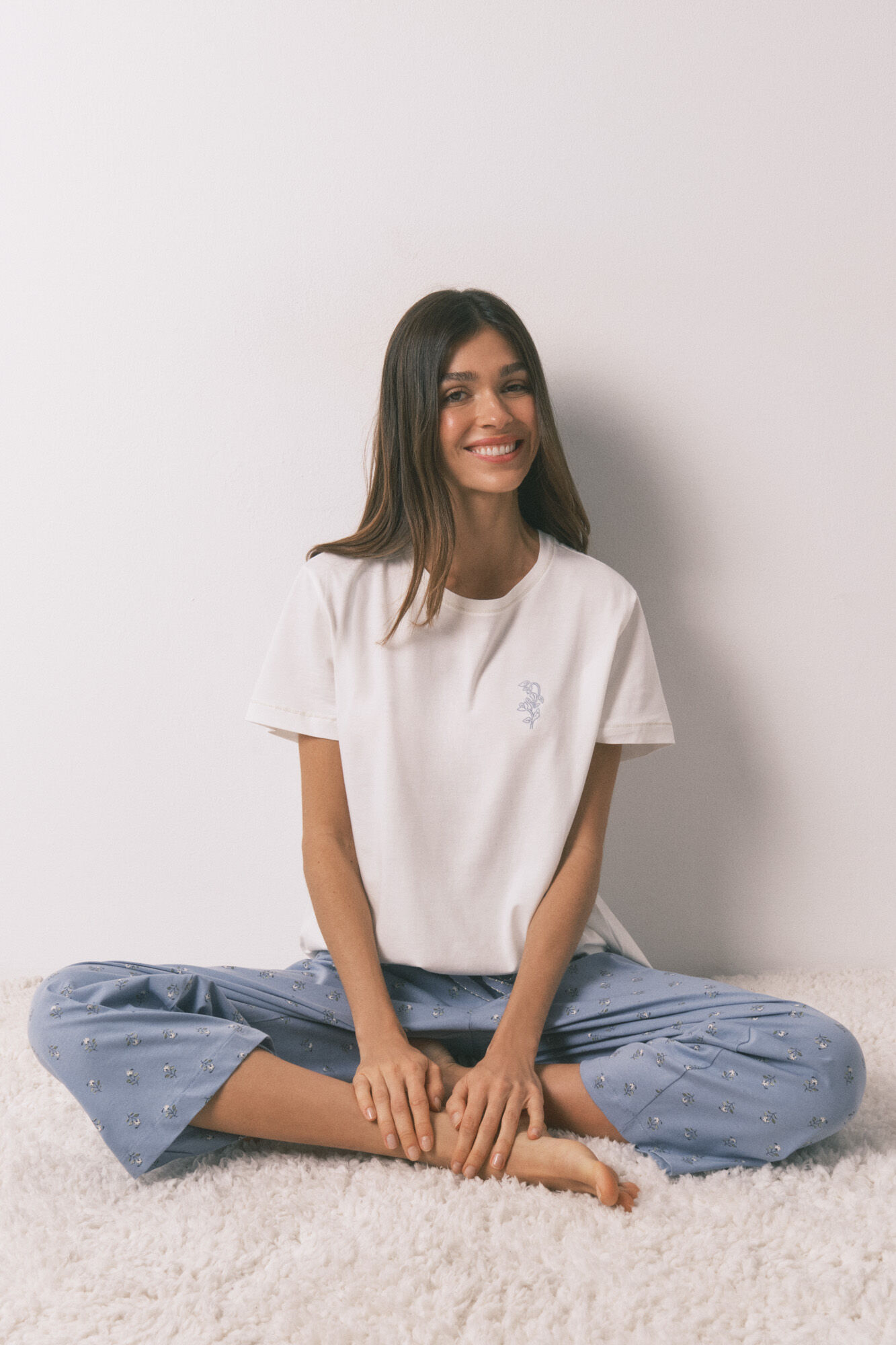 Women'secret Duga pidžama sa kratkim rukavima i cvećem