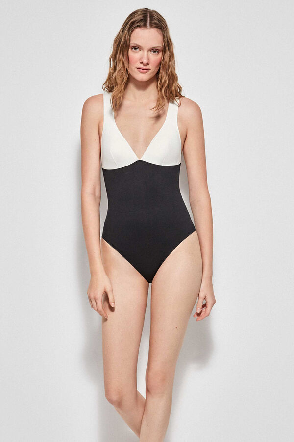 Womensecret Laser cut non-wired swimsuit fekete