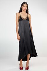 Gisela Satin-finish long slip dress black