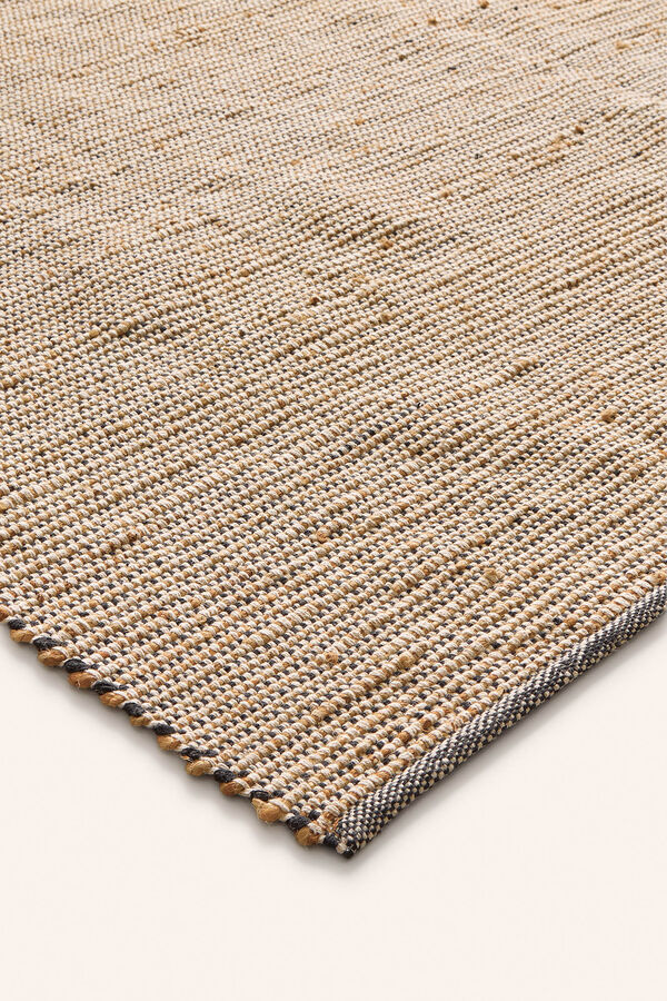 Calma House Alfombra de algod&oacute;n negro y yute West negro