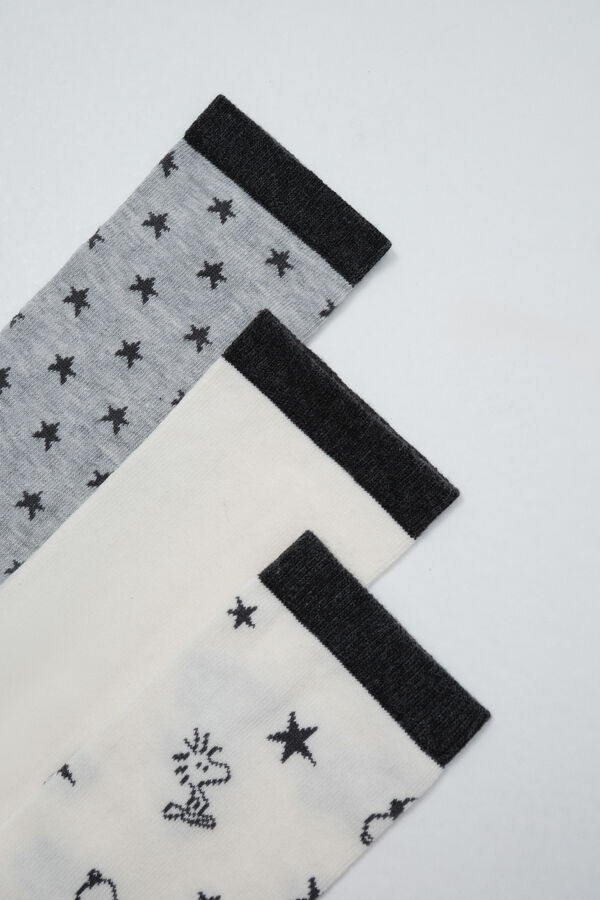 Women'secret Snoopy print 3-pack long socks brown