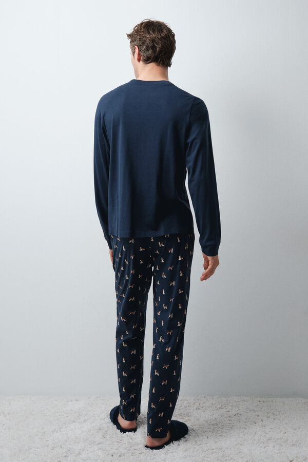 Women'secret Men's cotton dog print pyjamas blue
