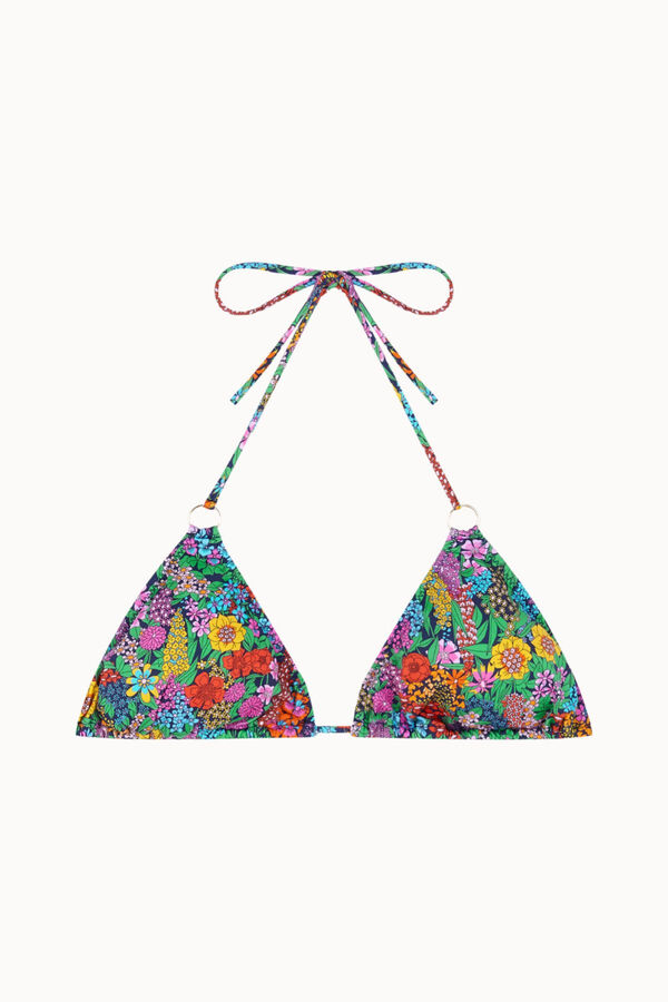 Bohodot Floral underwired triangle bikini top blue