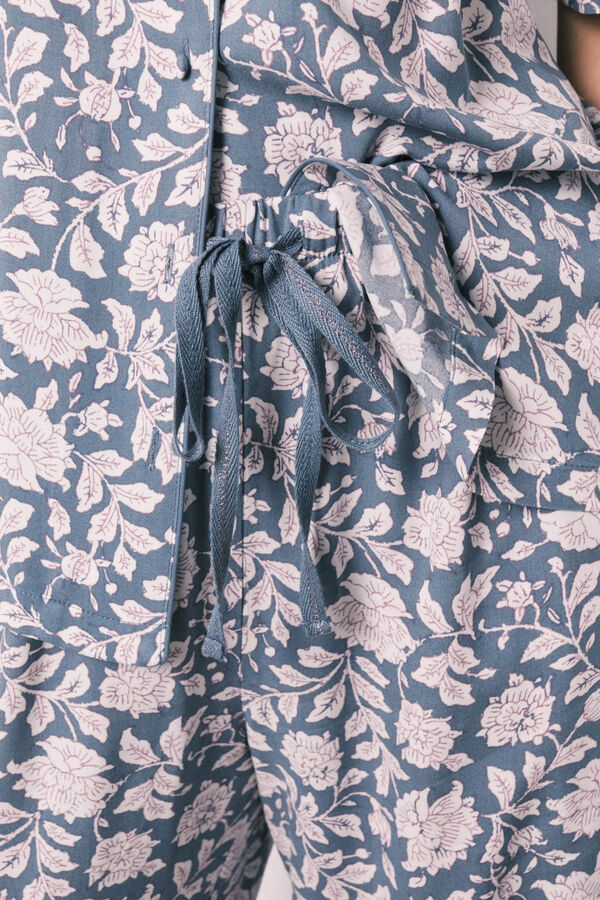 Women'secret Viscose floral print classic pyjamas blue