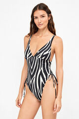 Gisela Ba&ntilde;ador escote pronunciado animal print cebra blanco