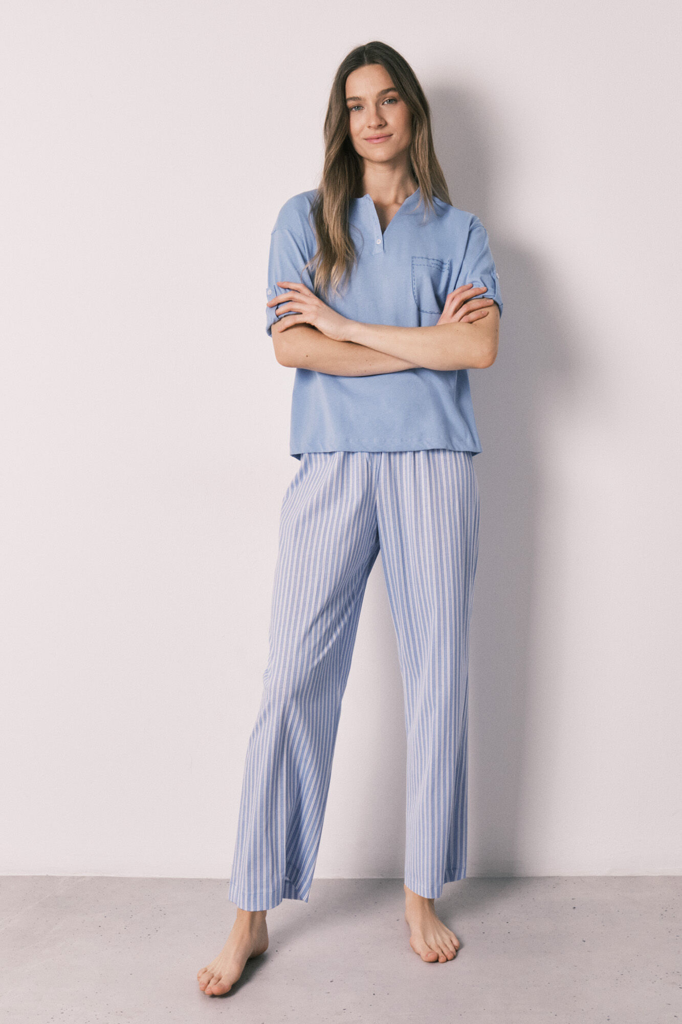 Women'secret Blue cotton short sleeve striped pyjamas