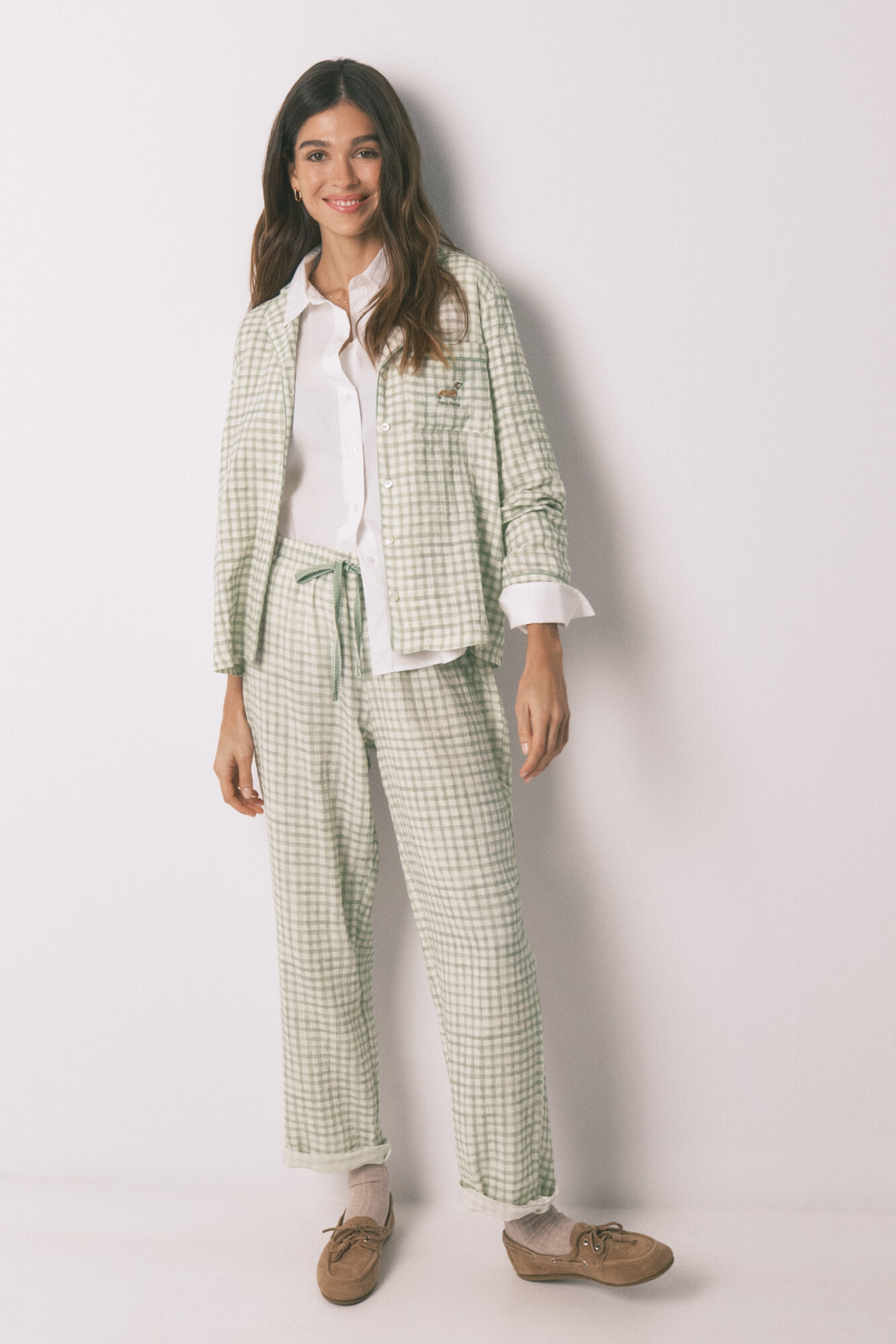 Women'secret Plaid 100% cotton classic long pyjamas