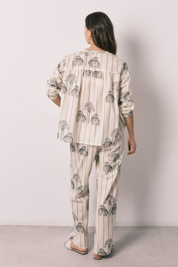 Women'secret Printed cotton long pyjamas white