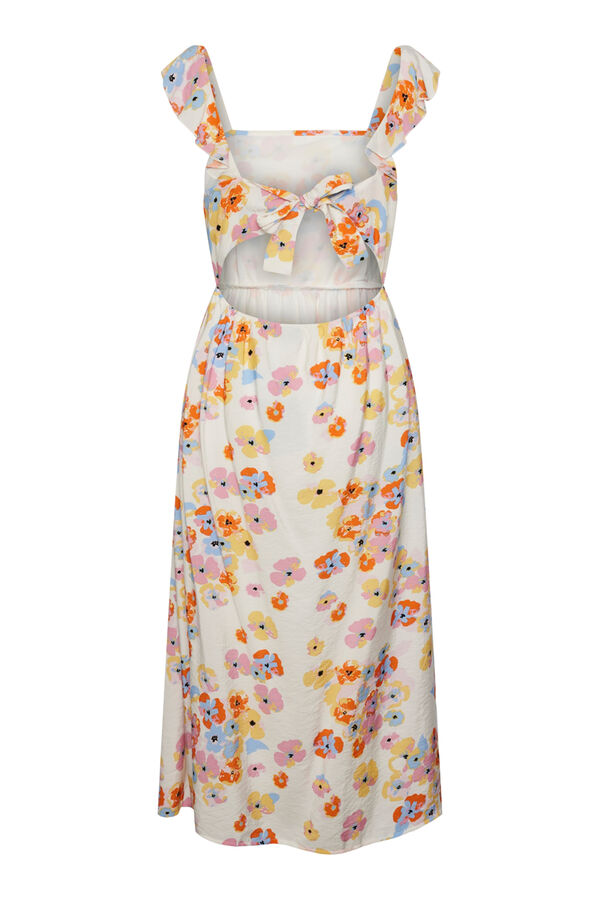Womensecret Floral print midi dress with flounced straps. blanc