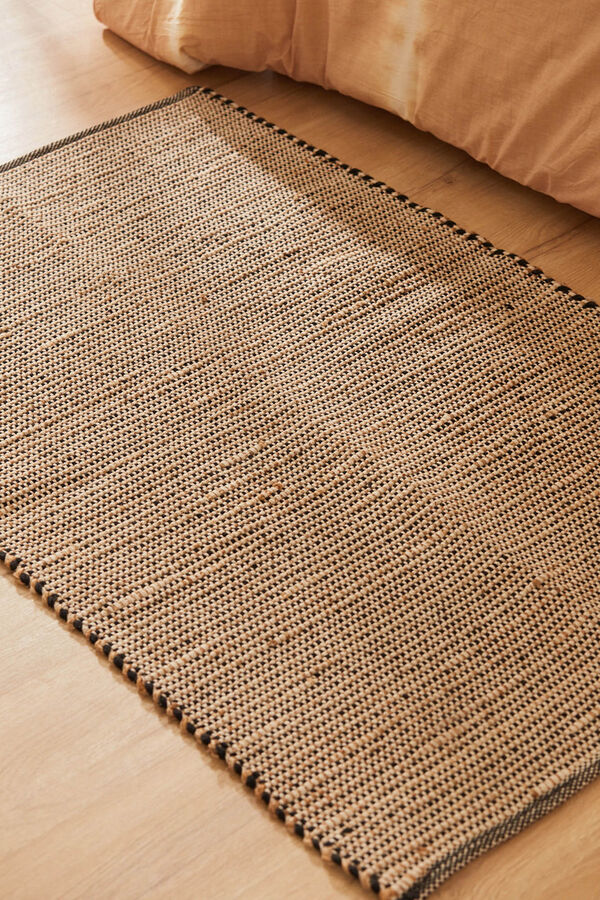 Calma House Alfombra de algod&oacute;n negro y yute West negro