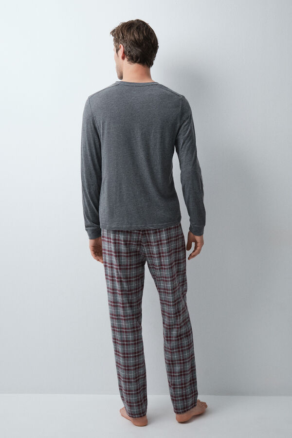 Women'secret Grey cotton plaid long pyjamas grey