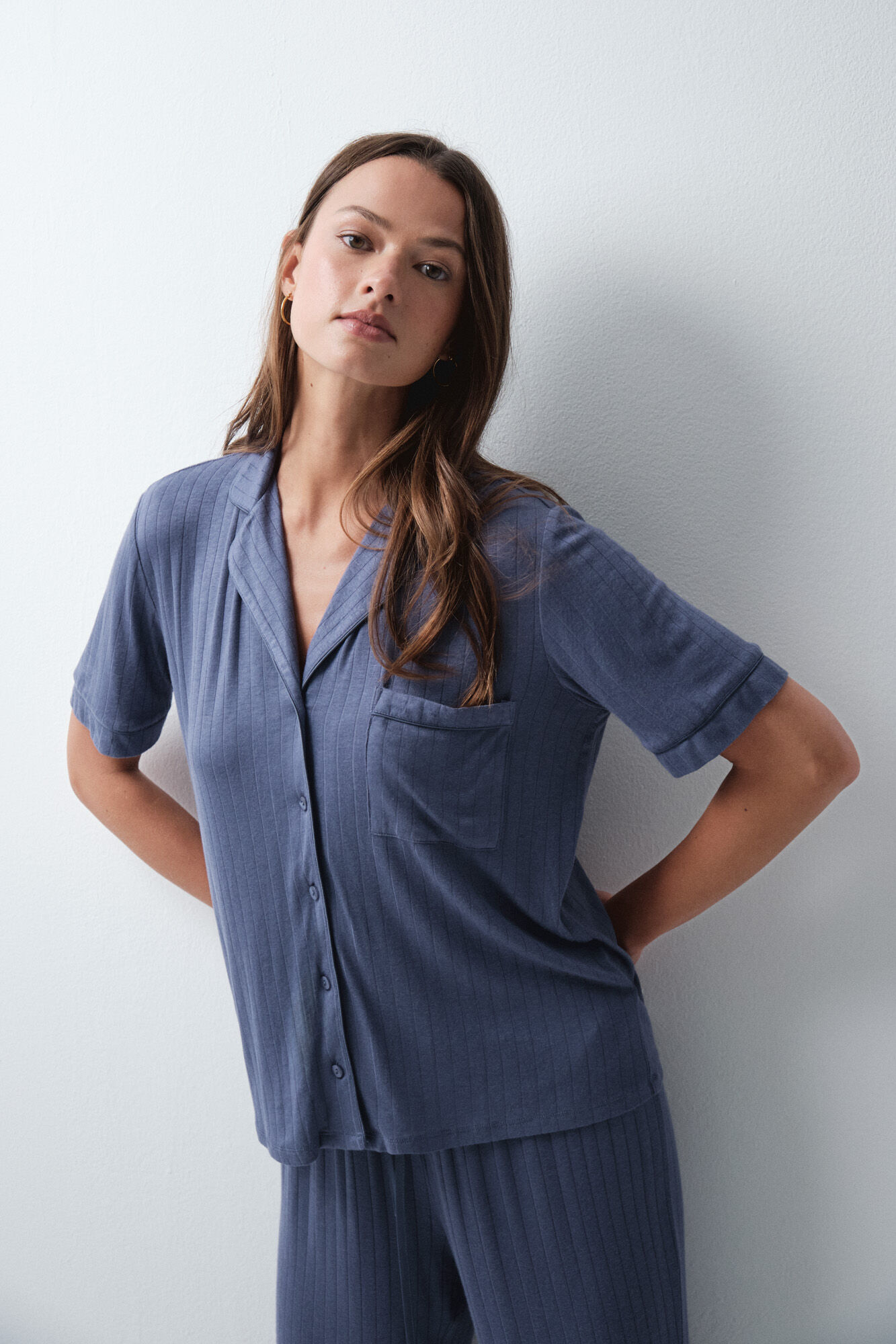 Women'secret Pyjama chemise Capri bleu