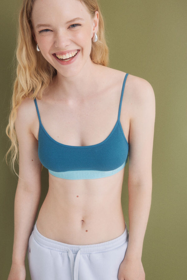 Womensecret Blue cotton bra top blue