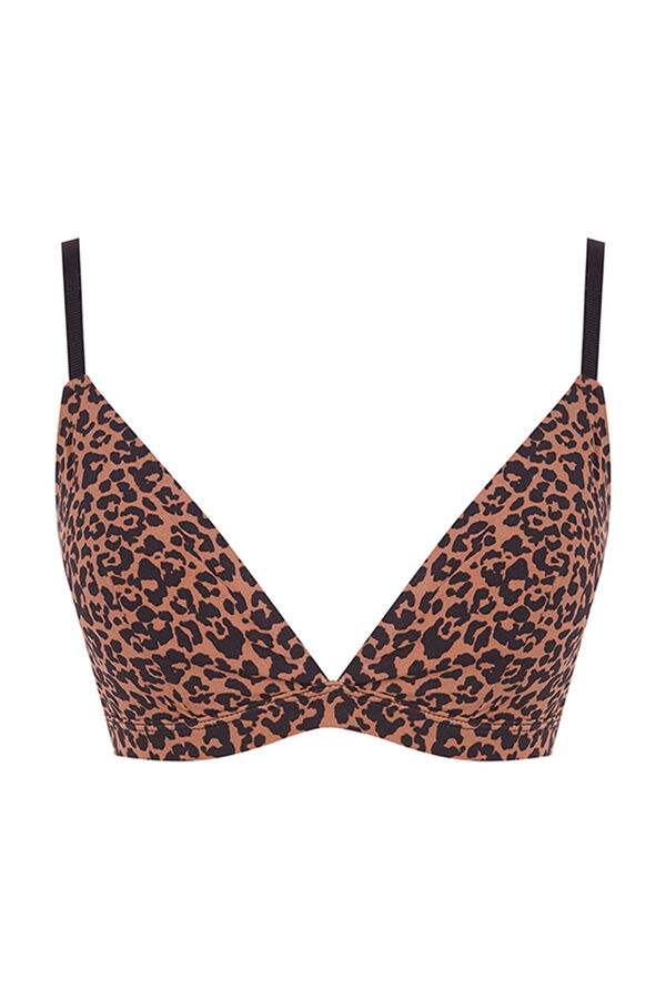 Womensecret NATURAL leopard microfibre triangle bra black