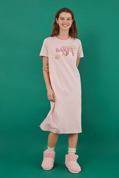 Womensecret Camisa de dormir 100% algodão Manolo Bakes rosa