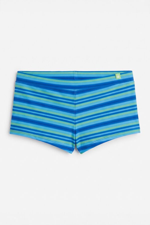 HI&BYE Blue striped boxer bikini bottoms blue