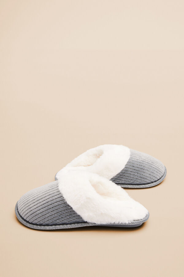 Womensecret Blue ribbed slippers grey