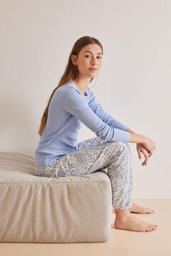 Womensecret Long Paisley print 100% cotton pyjama bottoms white