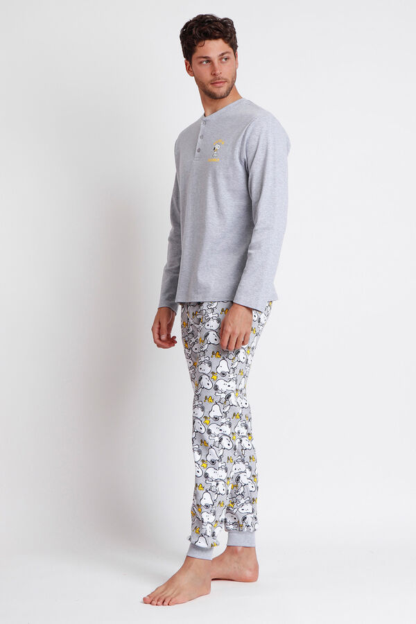Admas Snoopy Funny Men's Pajamas grey