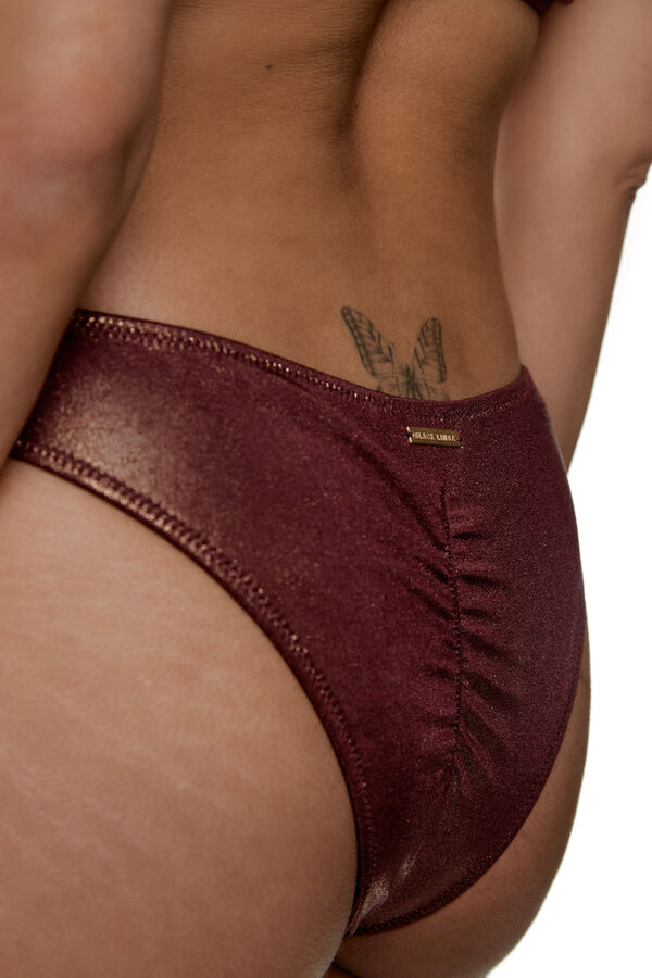 Womensecret Cady Copper sparkly Brazilian bikini bottoms with metallic embellishment rouge