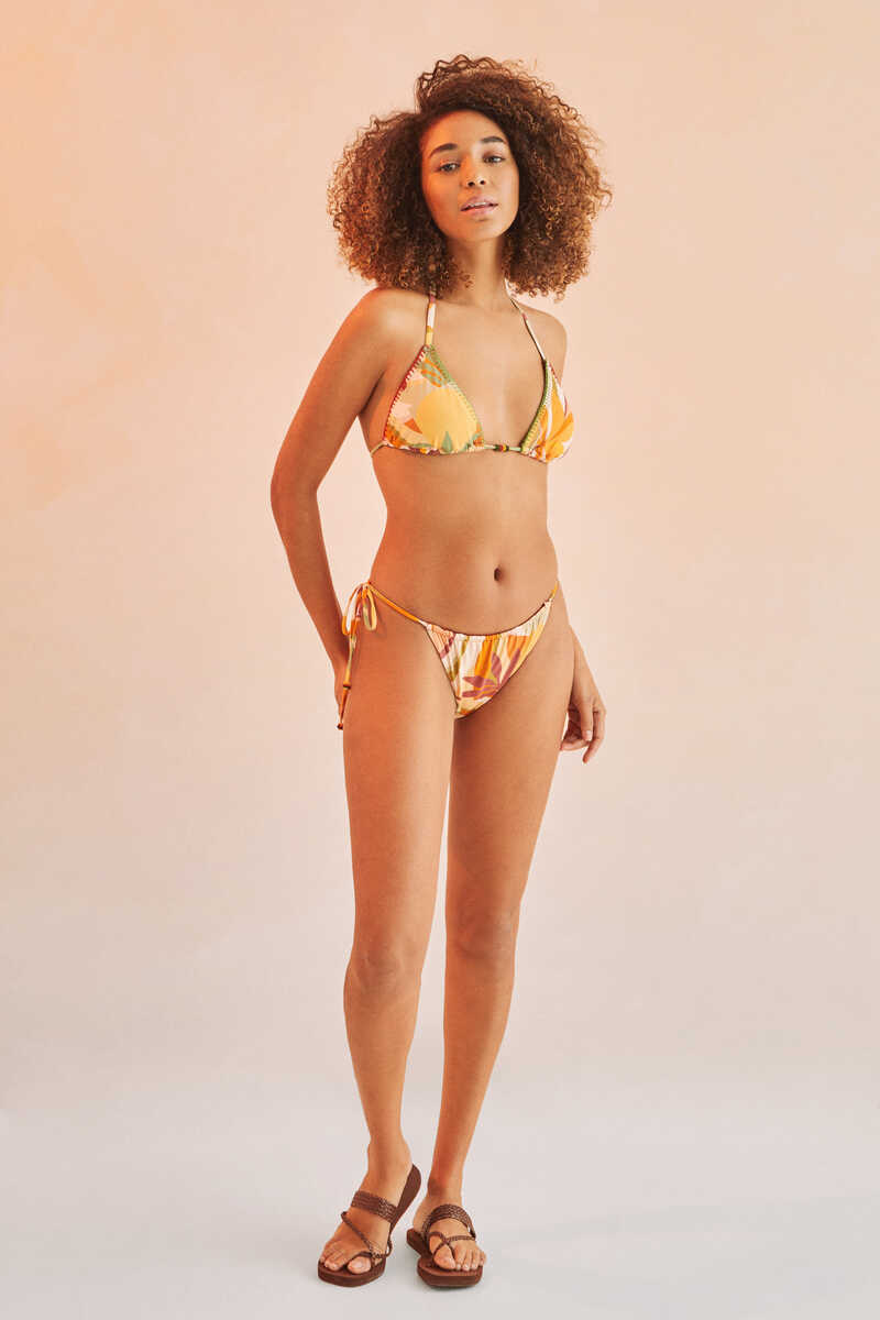 Womensecret Brazilian tropical print bikini bottoms brown