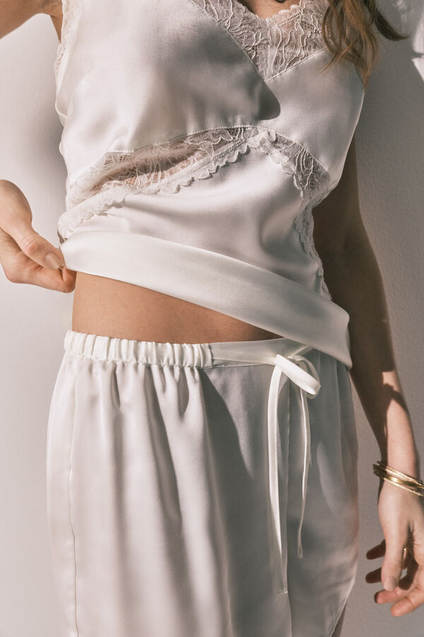 Women'secret Short satin pyjamas in White beige