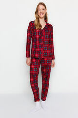 Trendyol Conjunto pijama camisero cuadros rojo  rojo