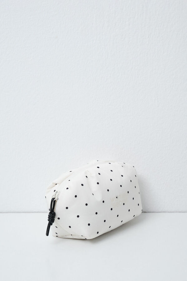 Women'secret White polka-dot puffer small vanity case white