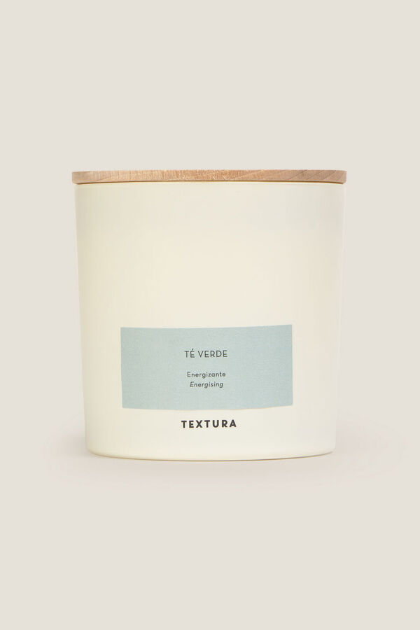 Textura Vela perfumada de ch&aacute; verde bege