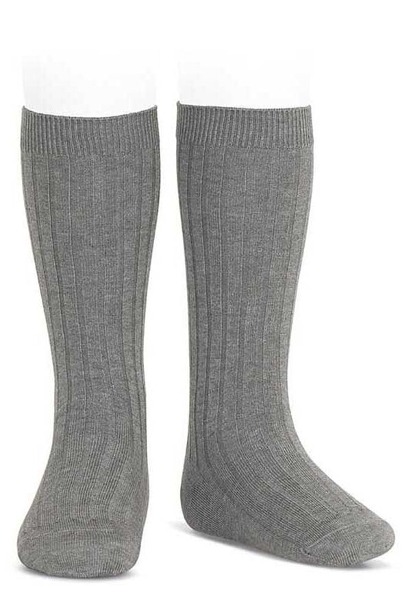 Condor Meias altas básicas caneladas cinzento