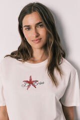 Women'secret Pyjama court en coton Stitch beige