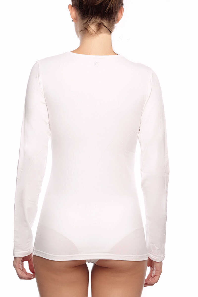 Womensecret Women's thermal V-neck long-sleeved T-shirt white