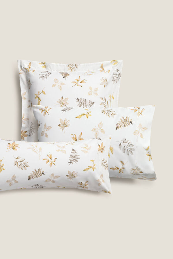 Textura Fronha de algod&atilde;o com folhas em um galho cru