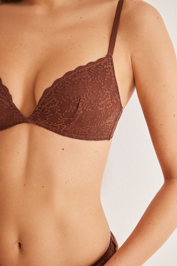 Womensecret CHARMING Brown lace triangle bra  nude