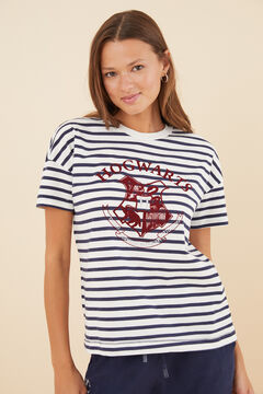 Womensecret T-shirt 100 % coton Harry Potter rayures manches courtes bleu