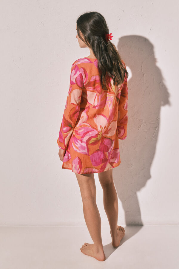 Women'secret Robe tunique courte imprim&eacute;e maxi florale imprim&eacute;