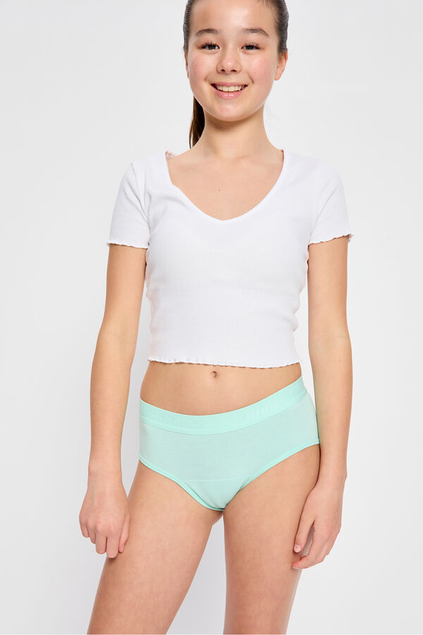 Modibodi Braga Menstrual Adolescente Boyleg Algod&oacute;n Org&aacute;nico  Flujo Abundante Green verde