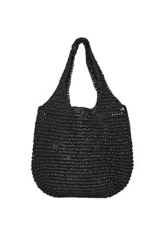 Womensecret Straw fabric tote bag black