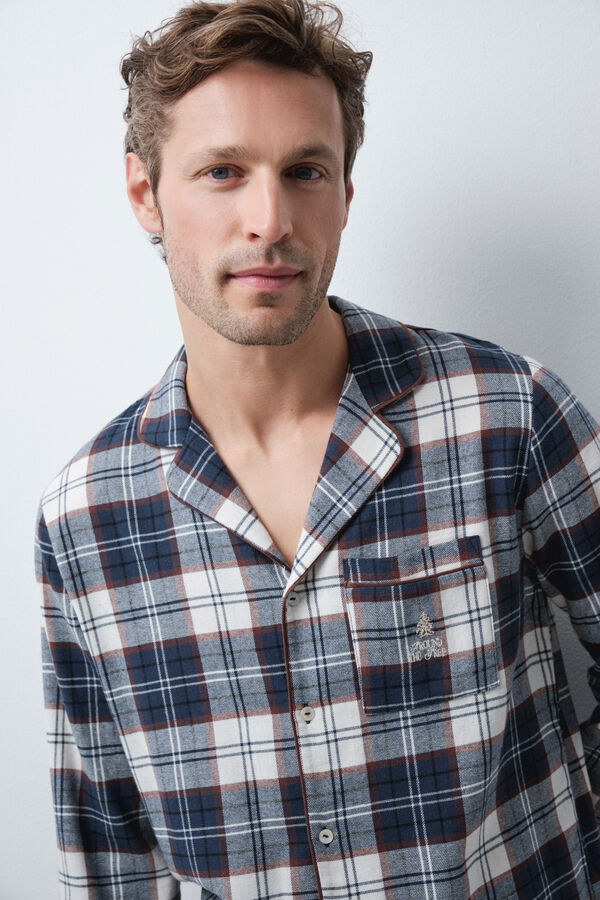 Women'secret Blue plaid men's classic pyjamas blue