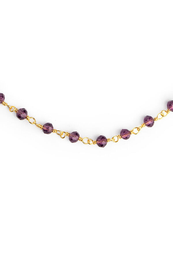 Singularu Colar Crystals Lavande de prata com banho de ouro estampado