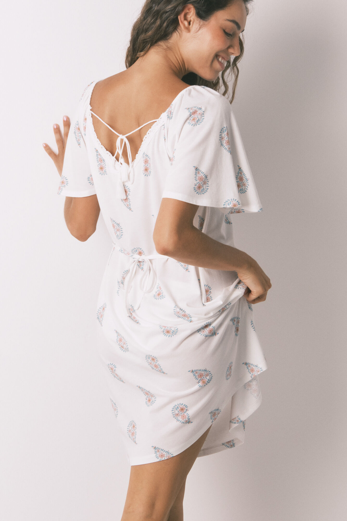 Women'secret Camisa de dormir midi "maternity" de algod&atilde;o com estampa floral