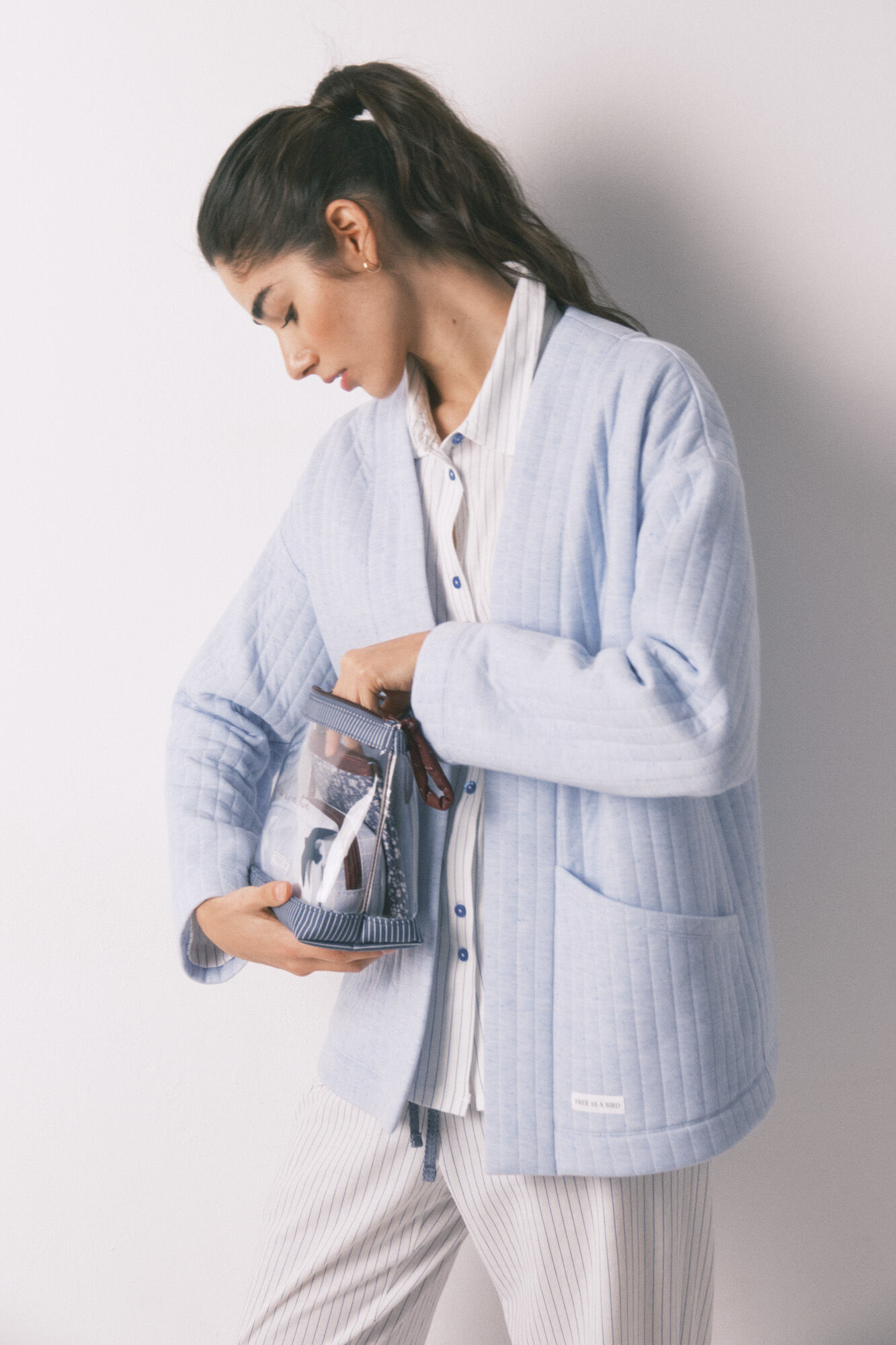 Women'secret Blue short puffer robe