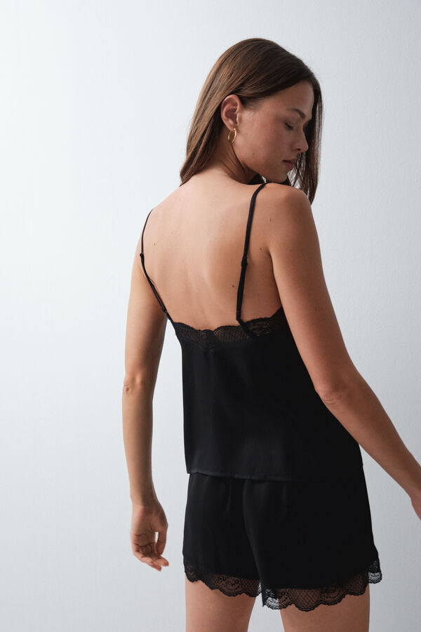 Women'secret Pyjama court &agrave; bretelles en dentelle noir noir