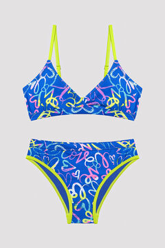 Womensecret Conjunto de bikini azul para niña estampado