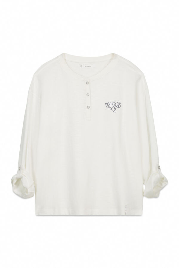 Women'secret White 100% cotton long sleeve T-shirt beige