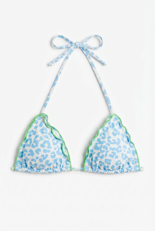 HI&BYE Haut bikini triangle coulissant imprim&eacute; animal bleu imprim&eacute;