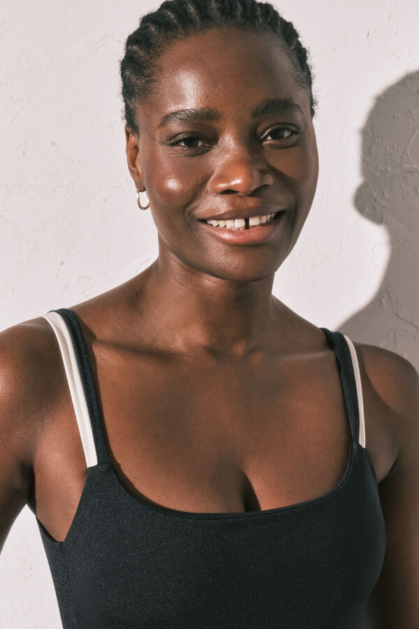 Women'secret Maillot de bain color block dos nu noir et blanc noir