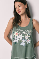 Women'secret Green Stitch short pyjamas printed