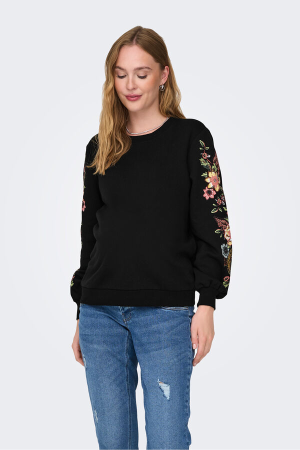 Only Maternity Sudadera maternity detalles florales negro