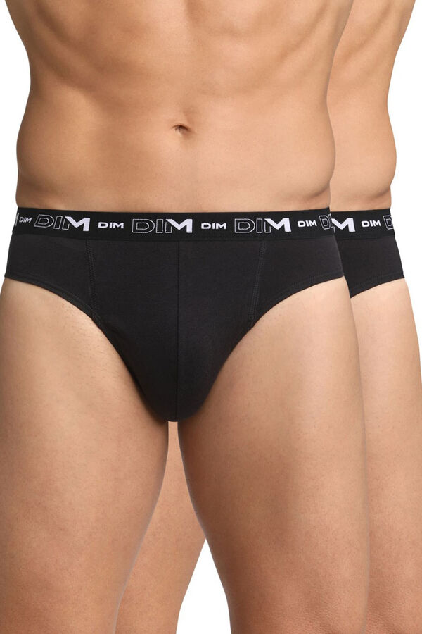 DIM Pack de 2 slips de hombre de algod&oacute;n el&aacute;stico  negro
